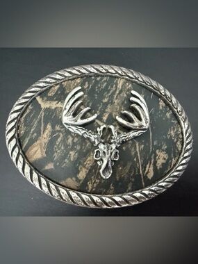 Nocona Buckles Mossy Oak Camo Deer Skull Buckle Antlers 3 1/4" x 2.5"